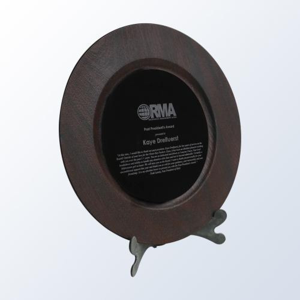 Mahogany/Black Decorative Plate — 12-3/4" DIA. Black Disk: 7-3/4" DIA.