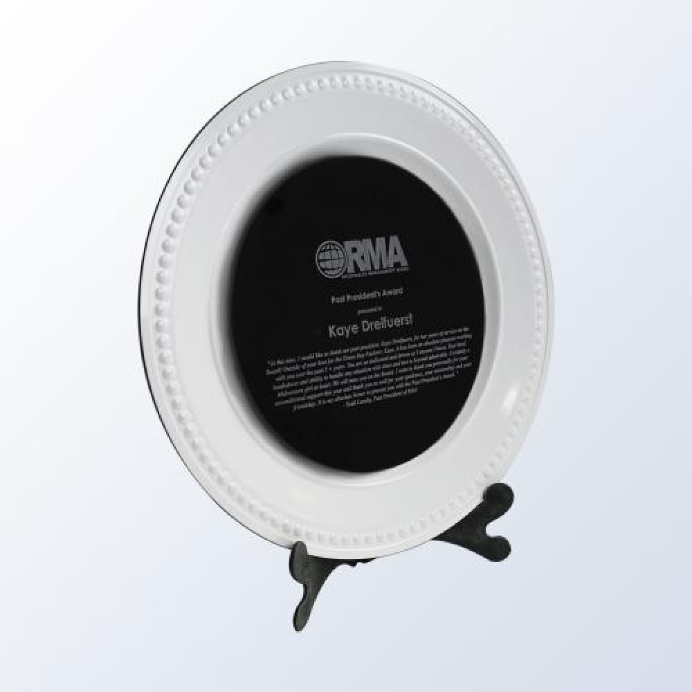 White/Black Decorative Plate — 12-3/4" DIA. Black Disk: 7-3/4" DIA.