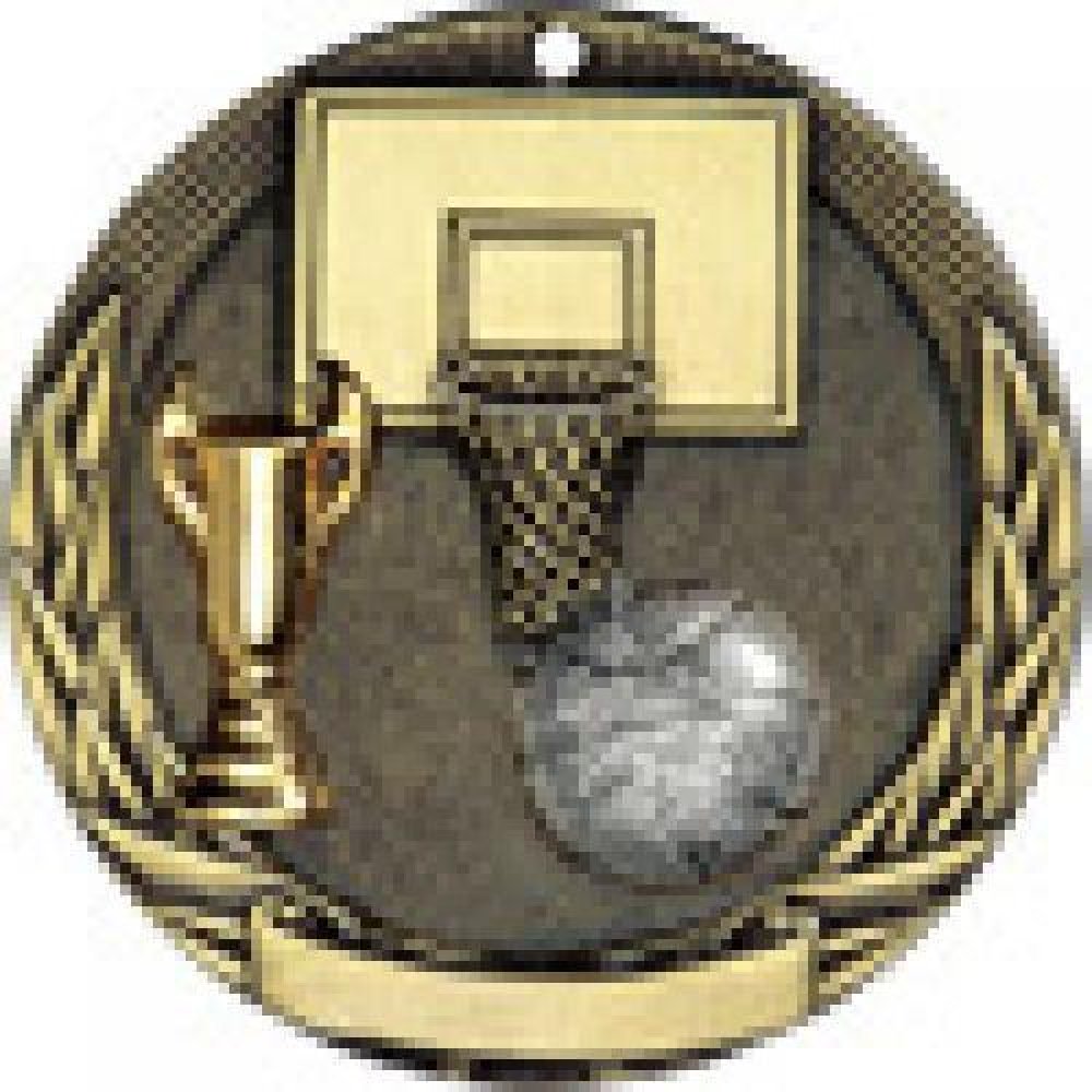Tri-Colored Series Medals -Basketball — Gold 2"