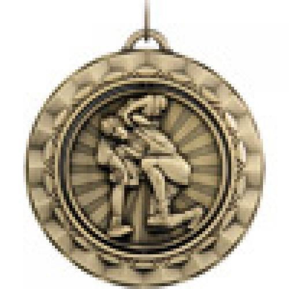 Spinner Medals -Wrestling — Silver 2"