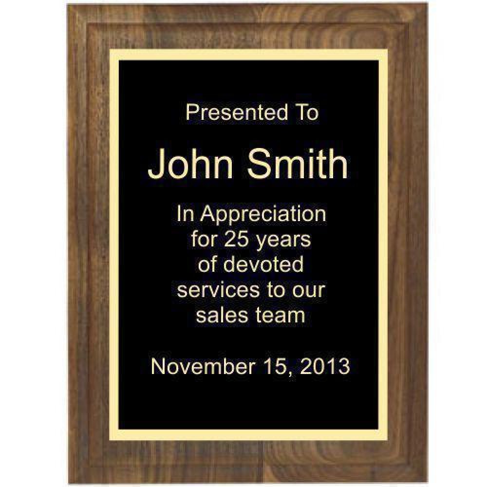Two Step Solid Walnut Plaque — 9"x 12"