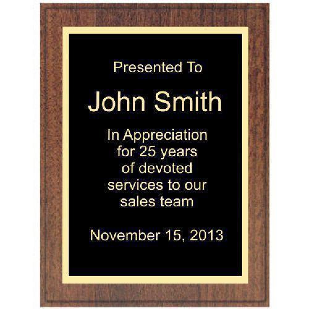 Walnut Recognition Plaque — 8" X 10"