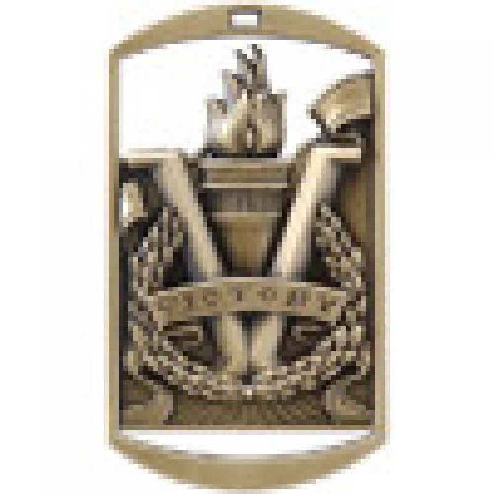 Dog Tag Medals -Victory — Gold 2 3/4"