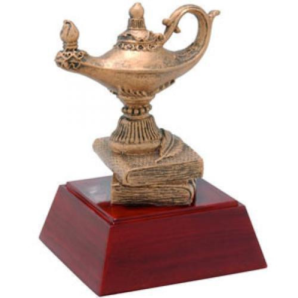 Resin Sculptures -Lamp Of Knowledge — Honor Roll 4" (rosewood base)
