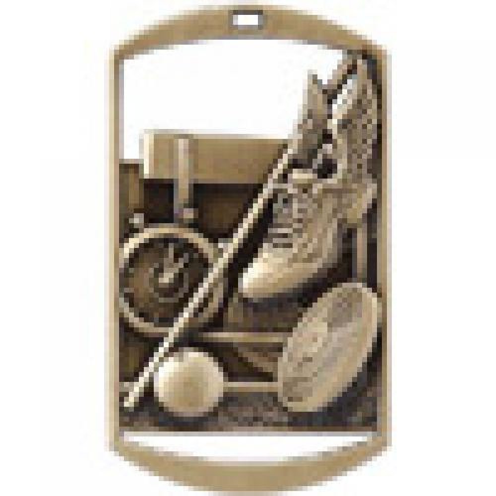 Dog Tag Medals -Track and Field — Silver 2 3/4"