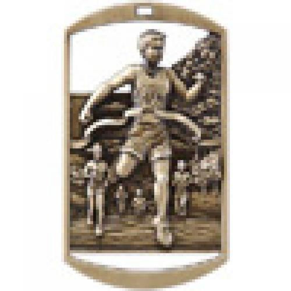 Dog Tag Medals -Cross Country — Gold 2 3/4"