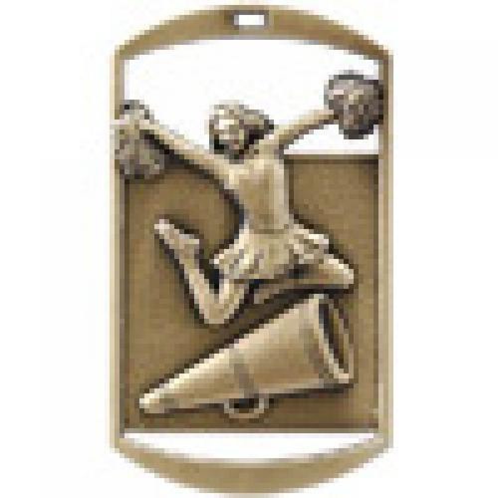 Dog Tag Medals -Cheer — Bronze 2 3/4"