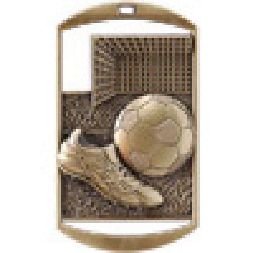 Dog Tag Medals -Soccer — Bronze 2 3/4"
