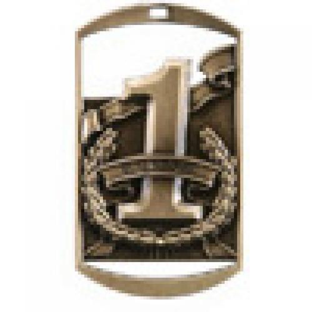 Dog Tag Medals -1st, 2nd or 3rd Place — Gold 2 3/4"