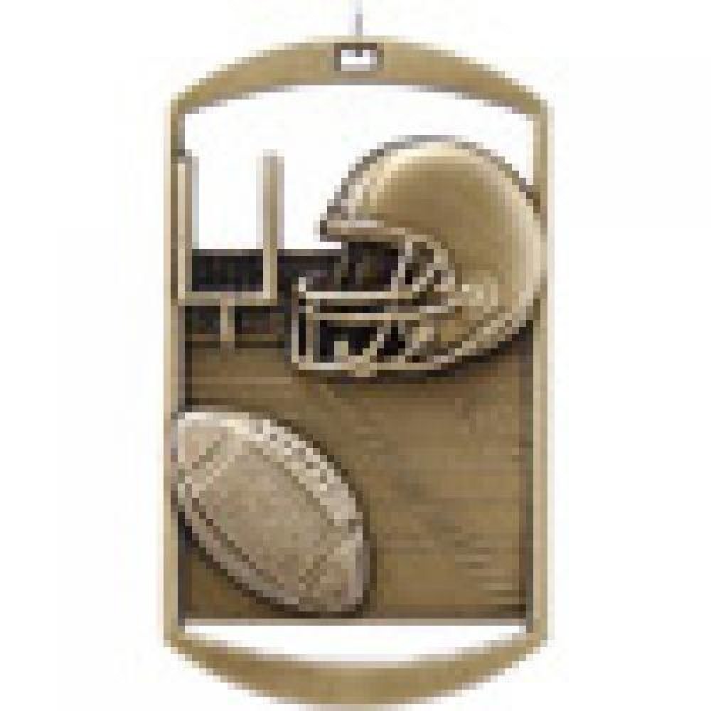 Dog Tag Medals -Football — Silver 2 3/4"
