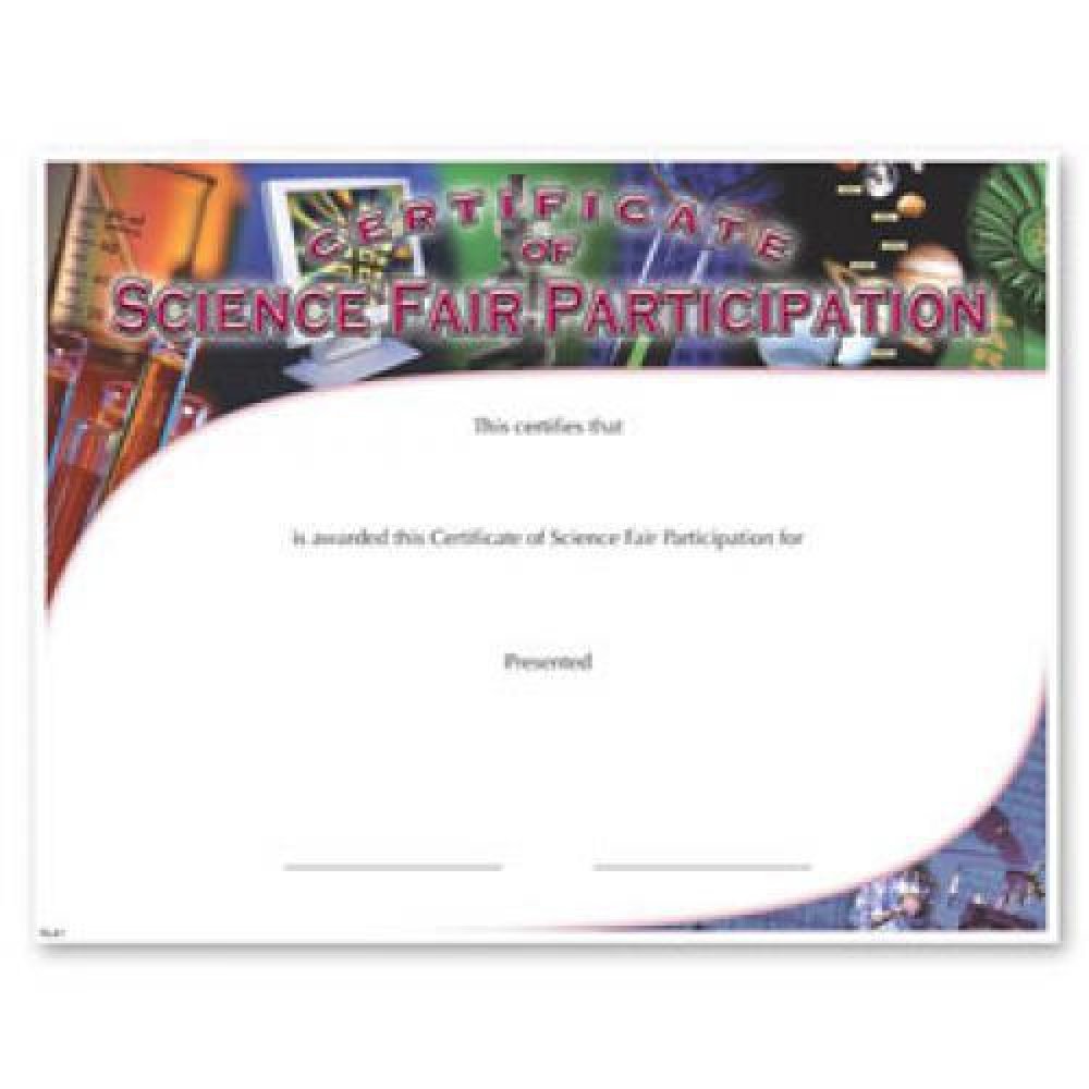 Science Fair Participation Certificate Award — 8 1/2" x 11" - Science Fair Participation