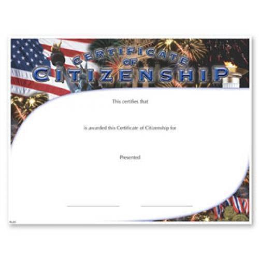 Citizenship Certificate Award — 8 1/2" x 11" - Citizenship