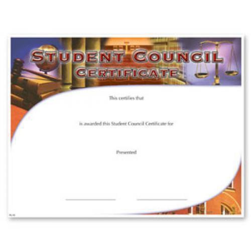 Student Council Award Certificate — 8 1/2" x 11" -Student Council