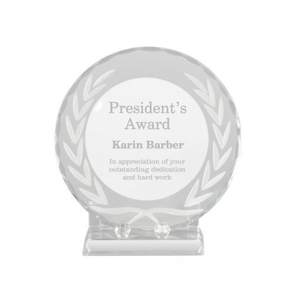 Corporate Crystal Wreath Plate — Wreath Plate - 6" X 5 7/8"