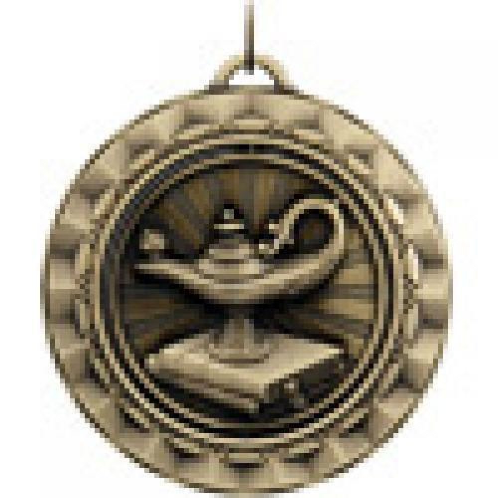 Spinner Medals -Lamp of Knowledge — Bronze 2"