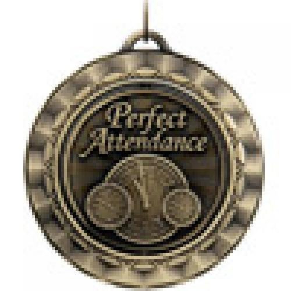 Spinner Medals -Perfect Attendance — Gold 2"