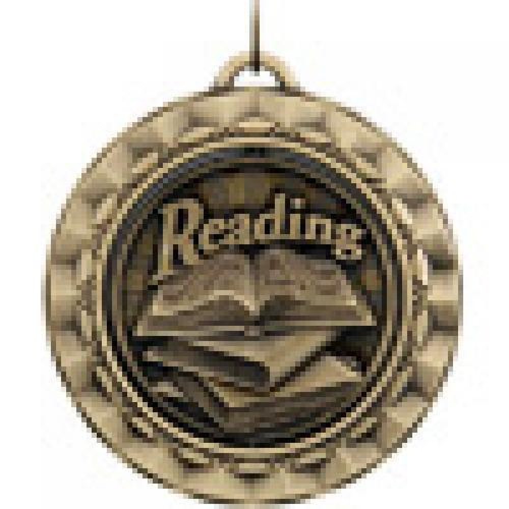Spinner Medals -Reading — Silver 2"