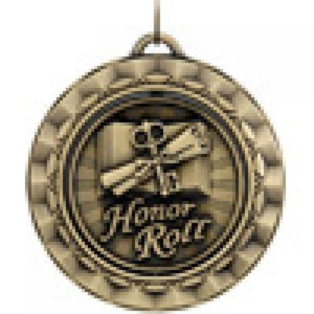 Spinner Medals -Honor Roll — Gold 2"