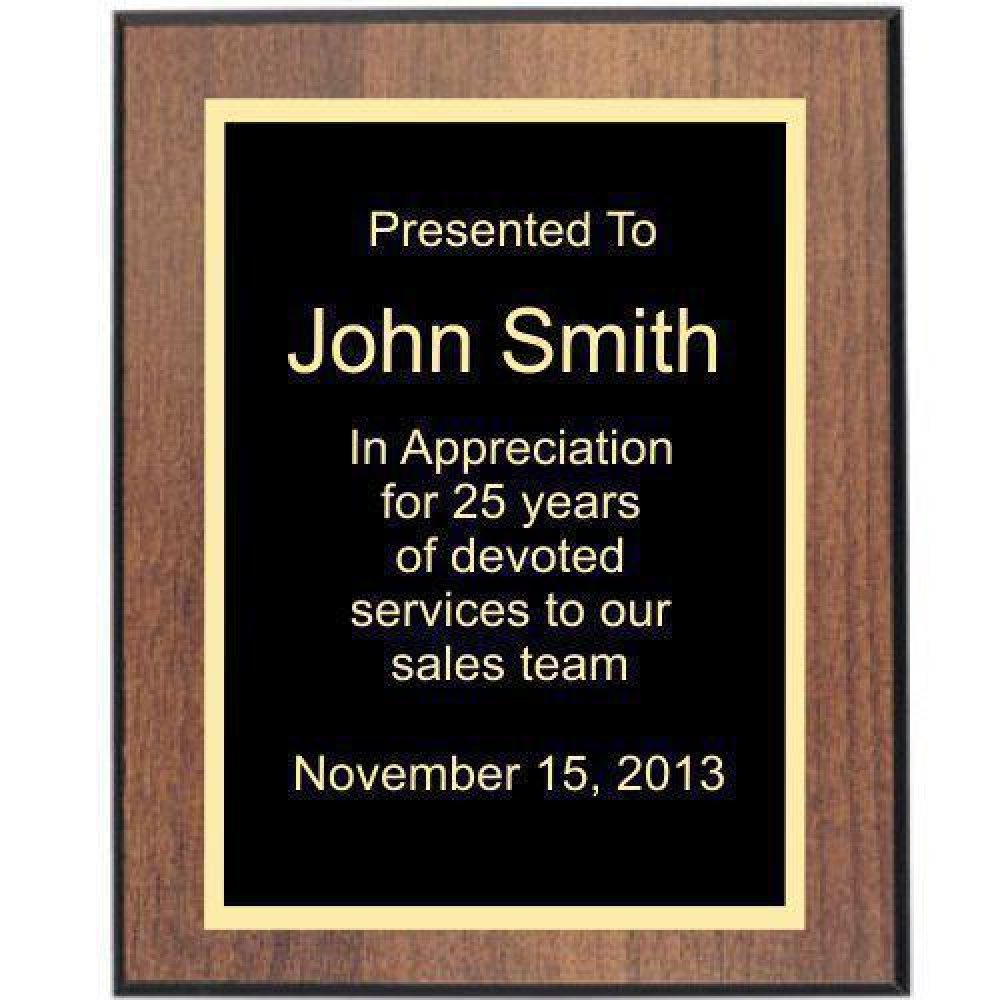 Walnut/Black Edge Plaque — 5" X 7"