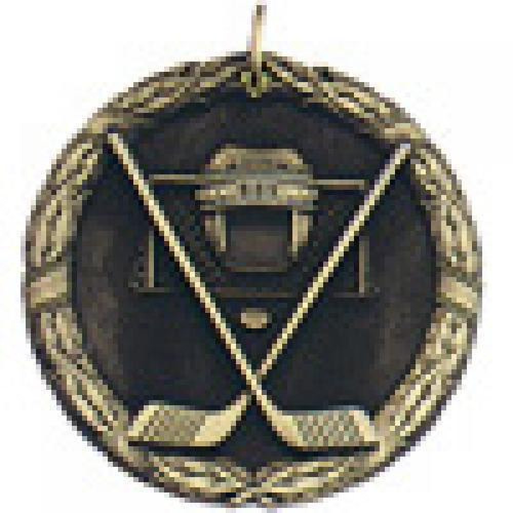 XR Medals -Hockey — Gold Crossed Sticks 2"