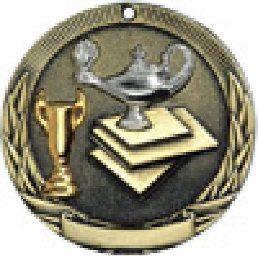 Tri-Colored Series Medals -Lamp of Knowledge — Silver 2"