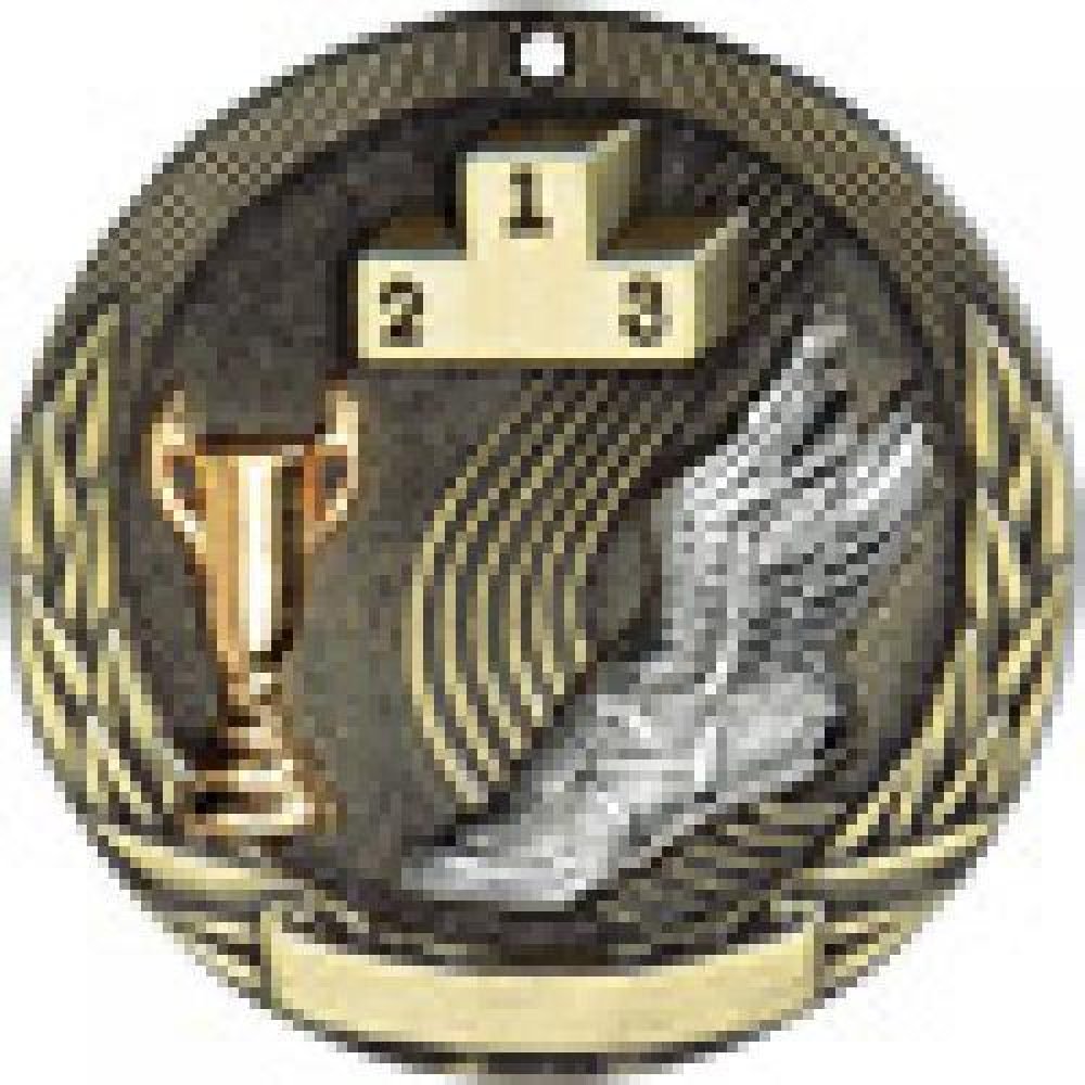 Tri-Colored Series Medals -Track — Silver 2"