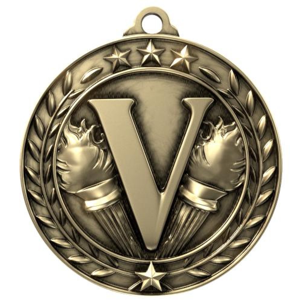 Wreath Award Medallion -Victory — 1 3/4" - Antique Gold