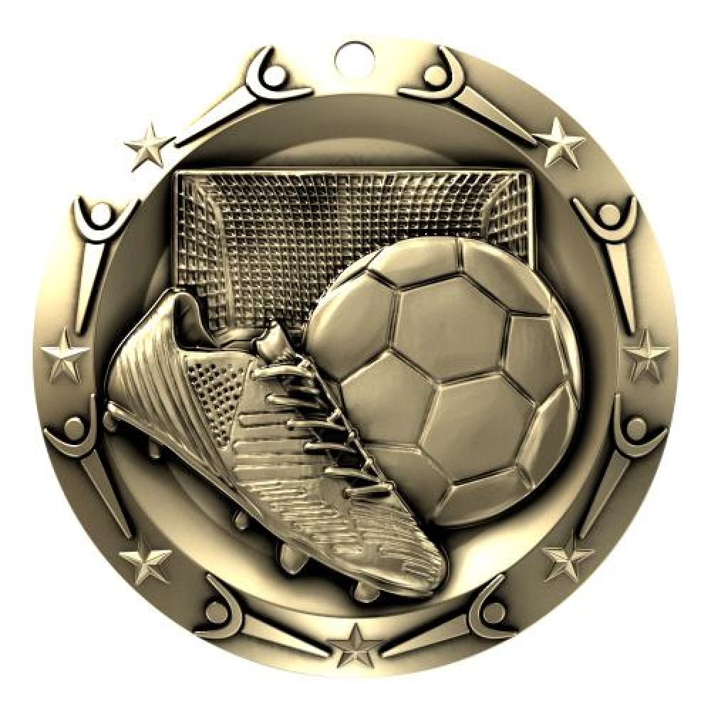 World Class Medal -Soccer — 3" Round (Gold)
