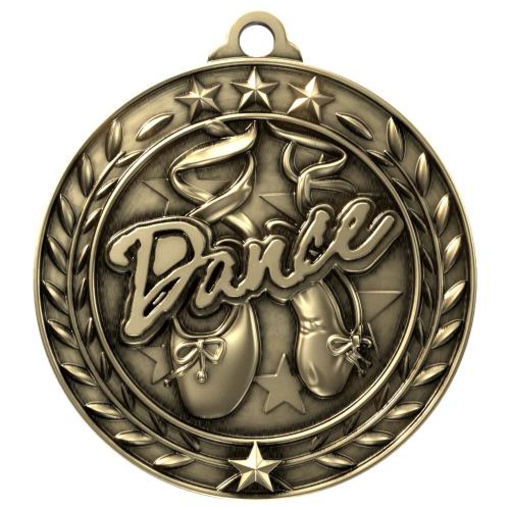 Wreath Award Medallion -Dance — 1 3/4" - Antique Silver