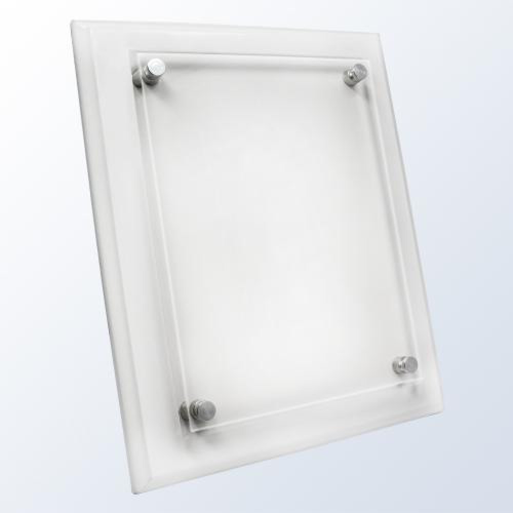 White Wood Plaque - Clear Acrylic Plate — 10"H x 8"W x 1/2"D