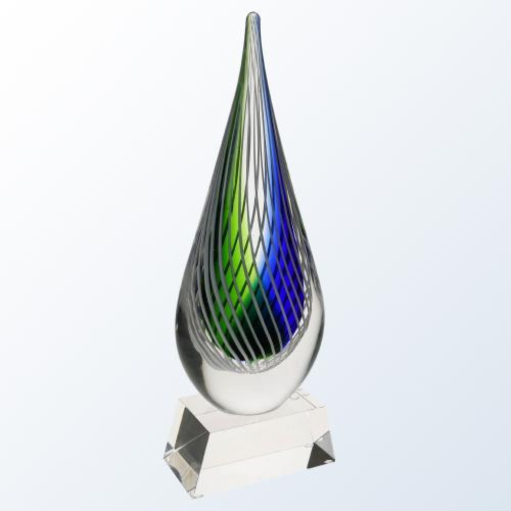 Blue Swirl - Clear Base — 13"H x 4-1/4"W x 2-1/2"D