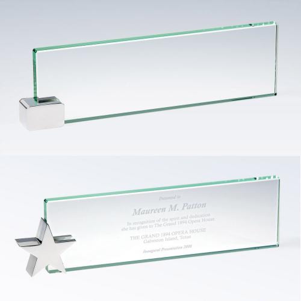 Nameplate with Chrome Holder — 3"H x 10"W x 1/2"D