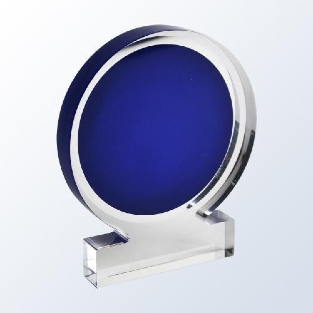 Acrylic Circle Award - Blue — 6" x 5" x 1"