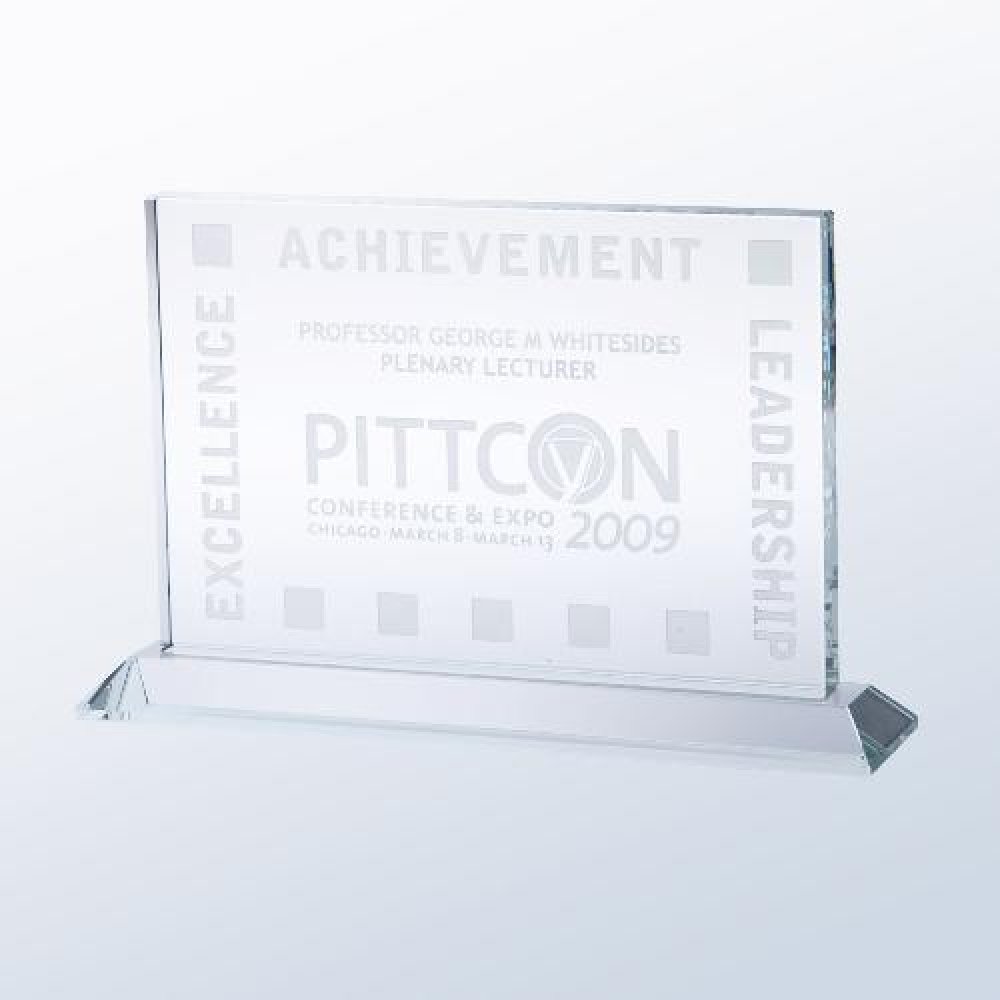Starfire Clear Glass Vertical Rectangle with Base — 6-1/2"H x 5"W x 1-5/8"D