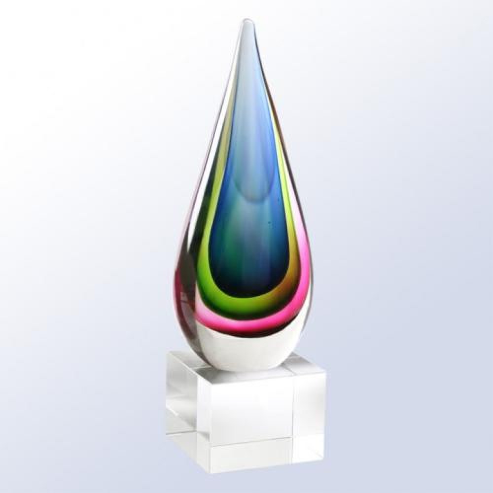 Blue/Green Teardrop Award — 14"x3-5/8"x3-1/8"