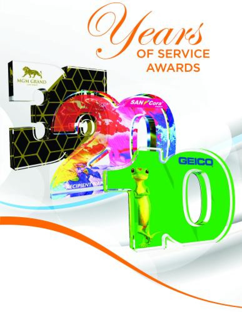 Years of Service 4" Tall — 4" tall, 1" clear acrylic #40 shape cutout