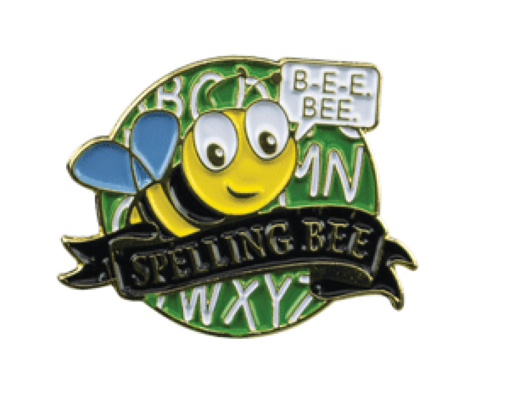 Bright Gold Educational Spelling Bee Lapel Pin — 1-1/8" Bright Gold Educational Spelling Bee Lapel Pin