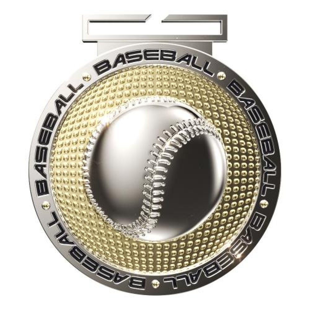 Dual Plated Medallion -Baseball — 3" Dual Plated Baseball Medallion