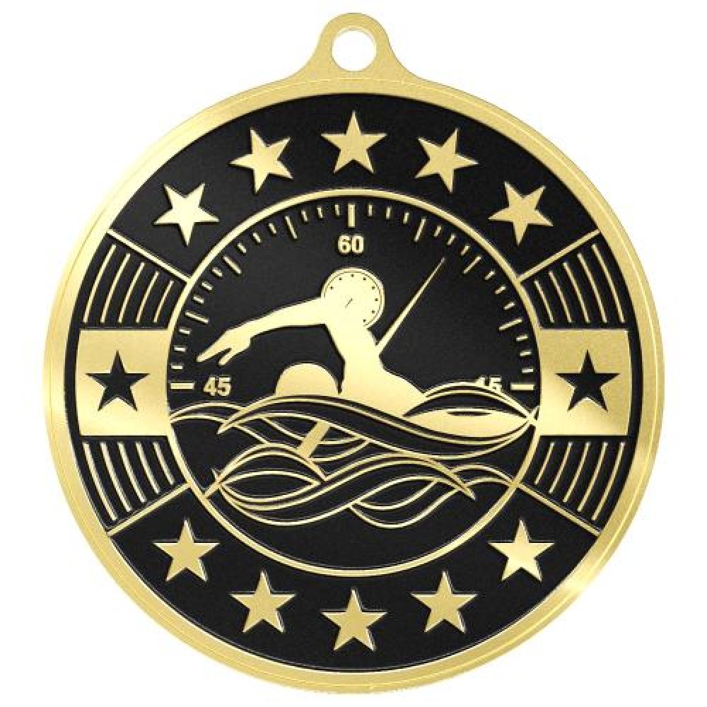 Simucast Medallion -Swimming — Bright Silver