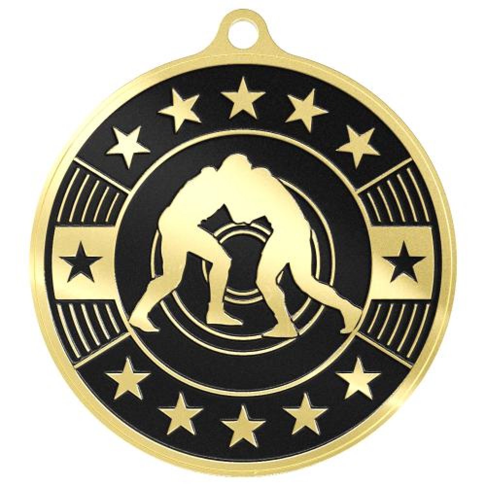 Simucast Medallion -Wrestling — Bright Gold