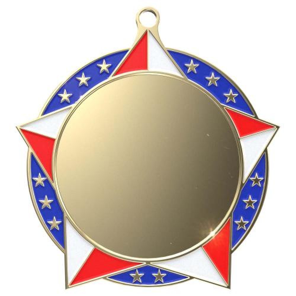 Patriotic Star Bright Medallion — 2-3/4" Bright Silver Patriotic Star Insert Medallion