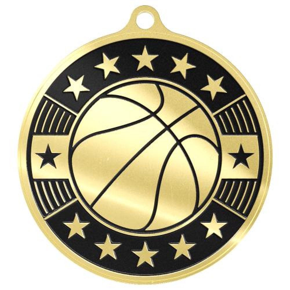 Simucast Medallion -Basketball — Bright Silver