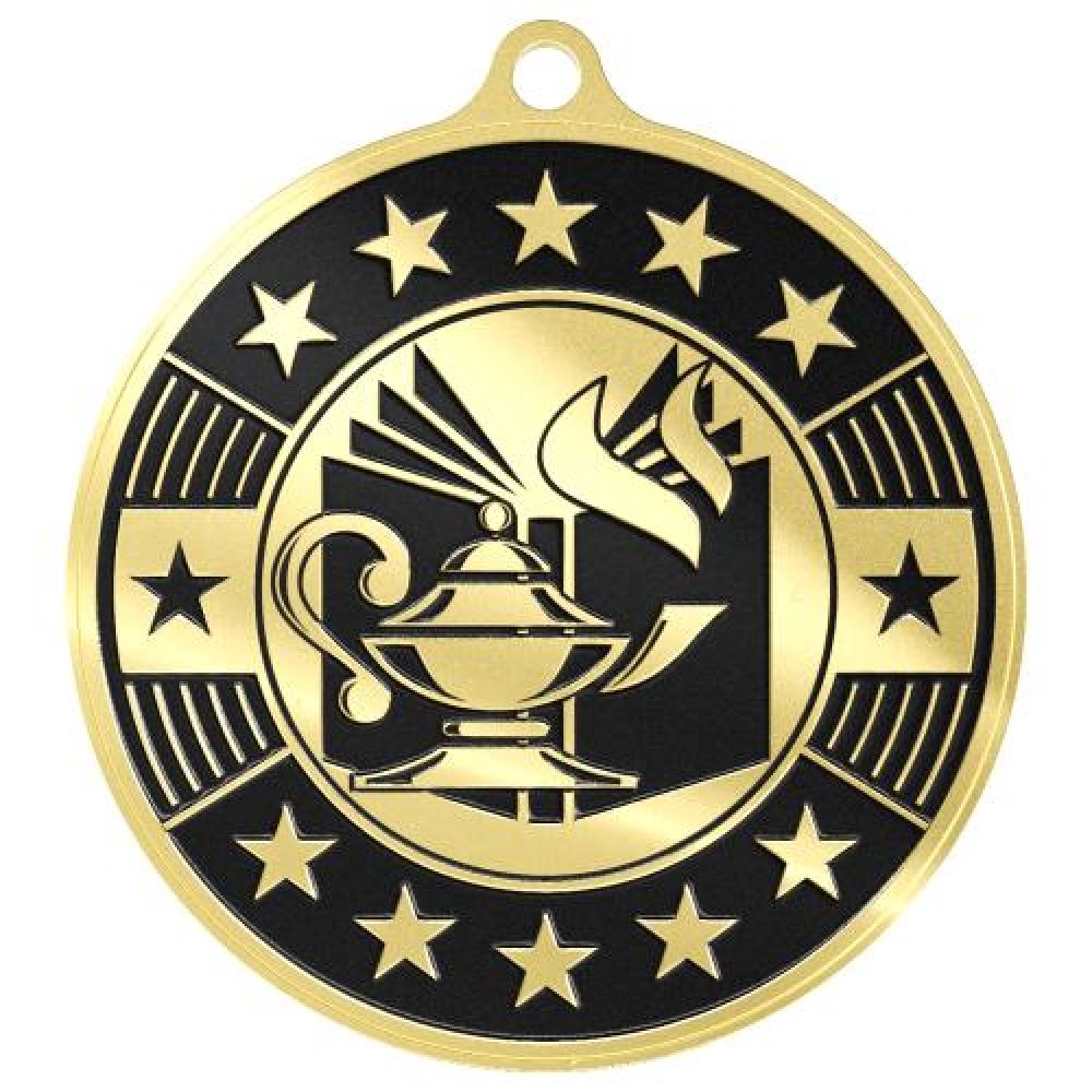 Simucast Medallion -Book & Lamp — Bright Bronze
