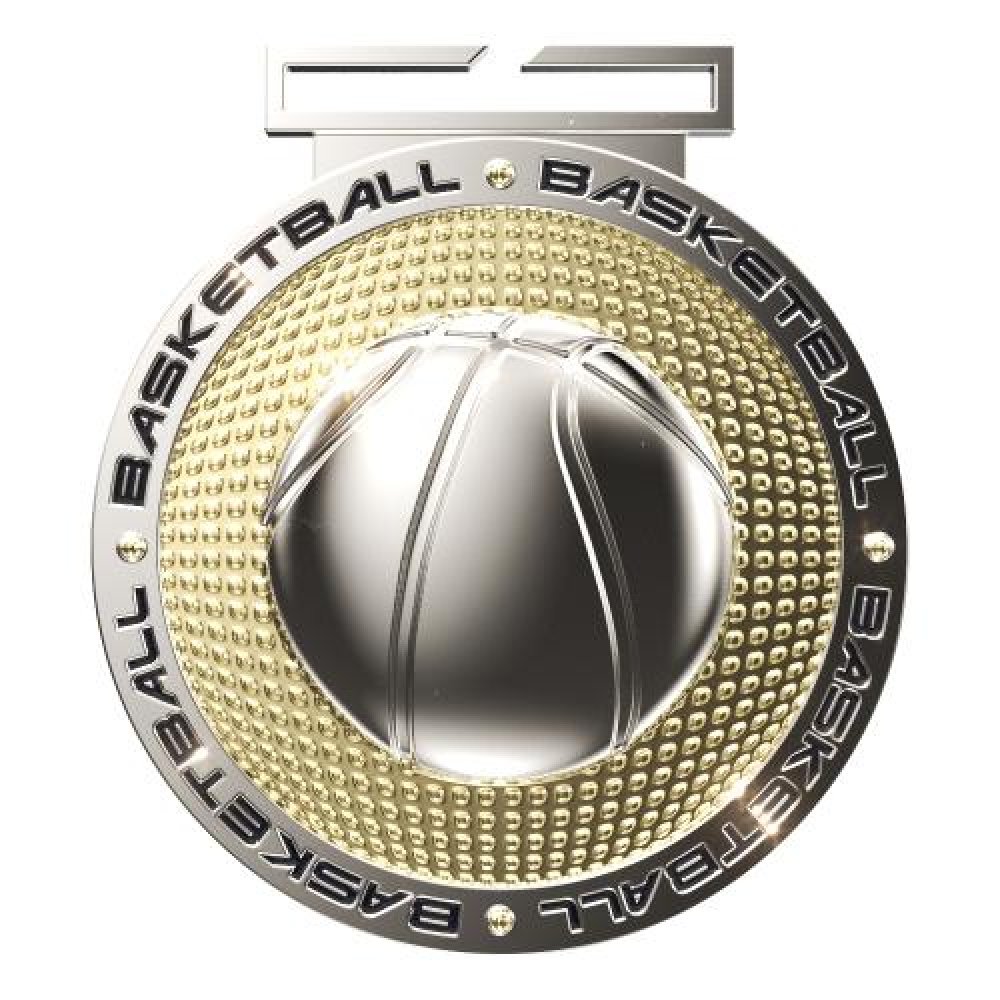 Dual Plated Medallion -Basketball — 3" Dual Plated Basketball Medallion