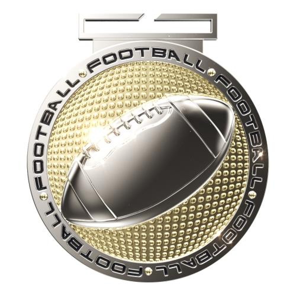 Dual Plated Medallion -Football — 3" Dual Plated Football Medallion