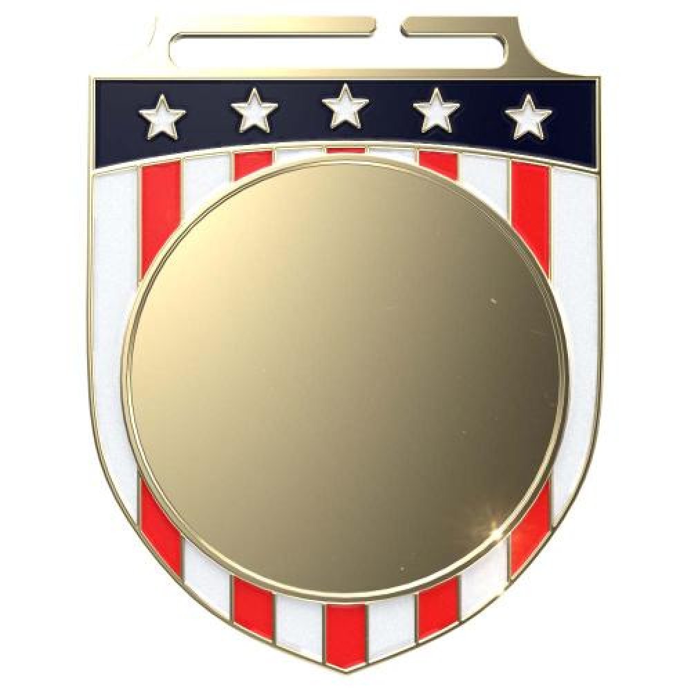Patriotic Shield Insert Medallion — Bright Silver Patriotic Shield Insert Medallion