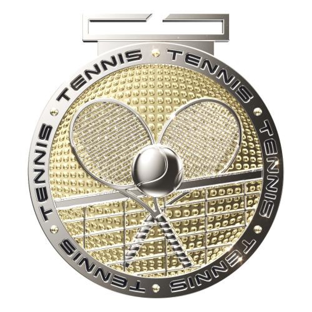 Dual Plated Medallion -Tennis — 3" Dual Plated Tennis Medallion