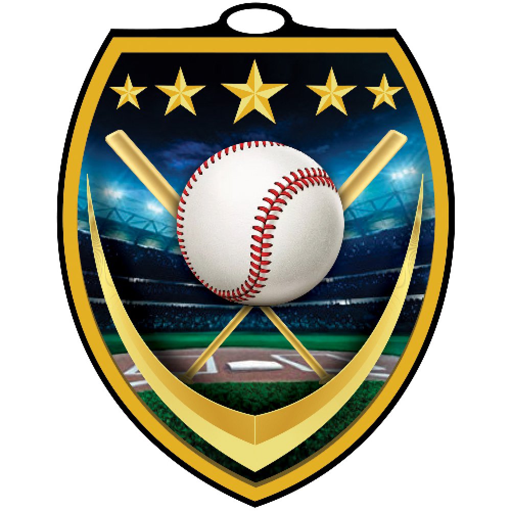 Vibraprint Shield Medallion -Baseball — 3" Vibraprint Shield Baseball Medallion