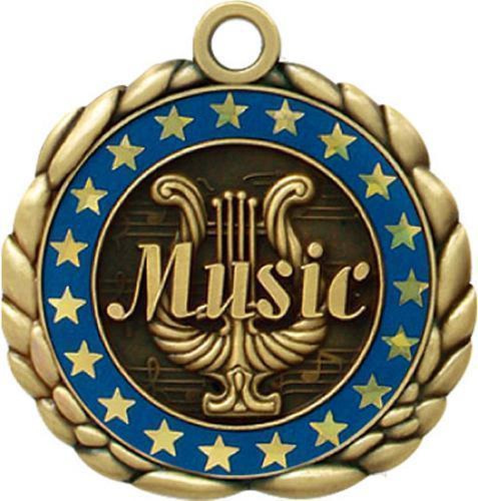 3D Die Cast Medal -Music — 8 1/2" - Gold