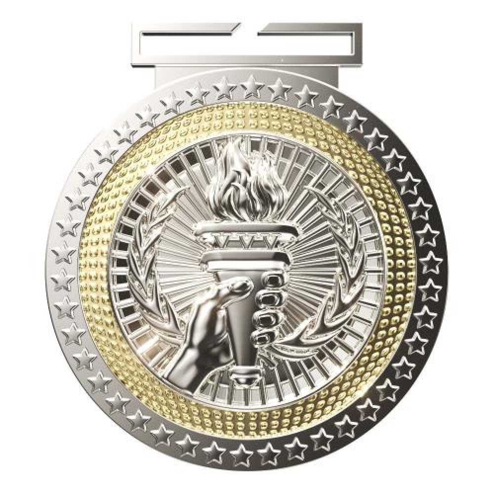 Dual Plated Medallion -Victory — 3" Dual Plated Victory Medallion